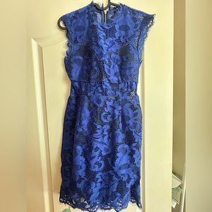 Lace blue dress full zip back size S